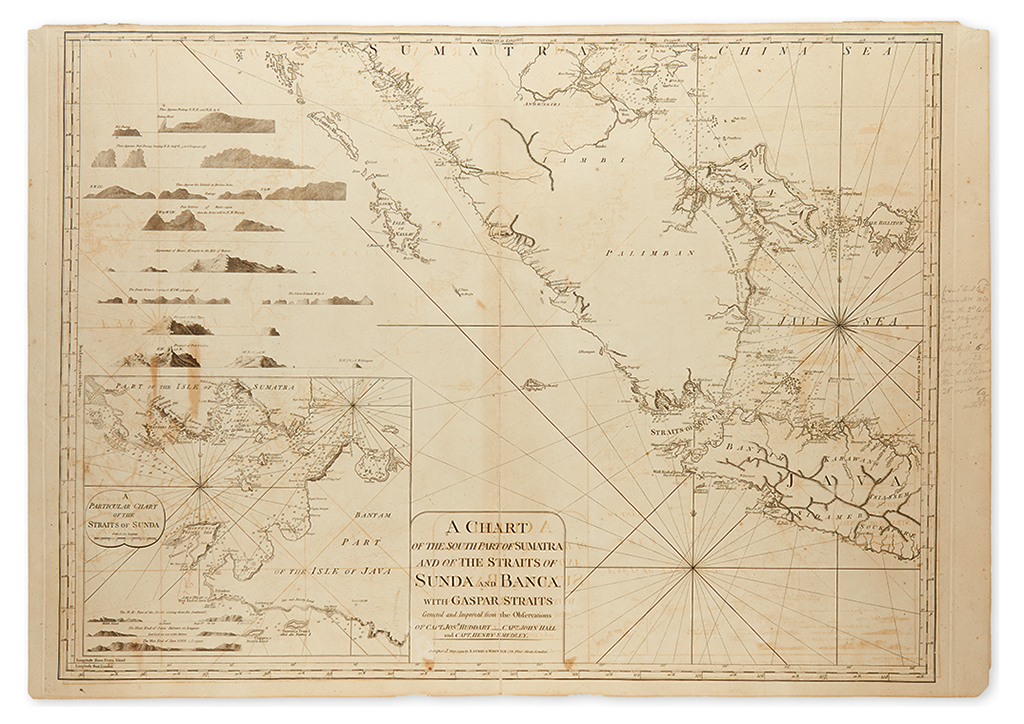 LAURIE, ROBERT; and WHITTLE, JAMES. A Chart of the South Part of Sumatra and of the Straits of Sunda and Banca with Gaspar Straits.